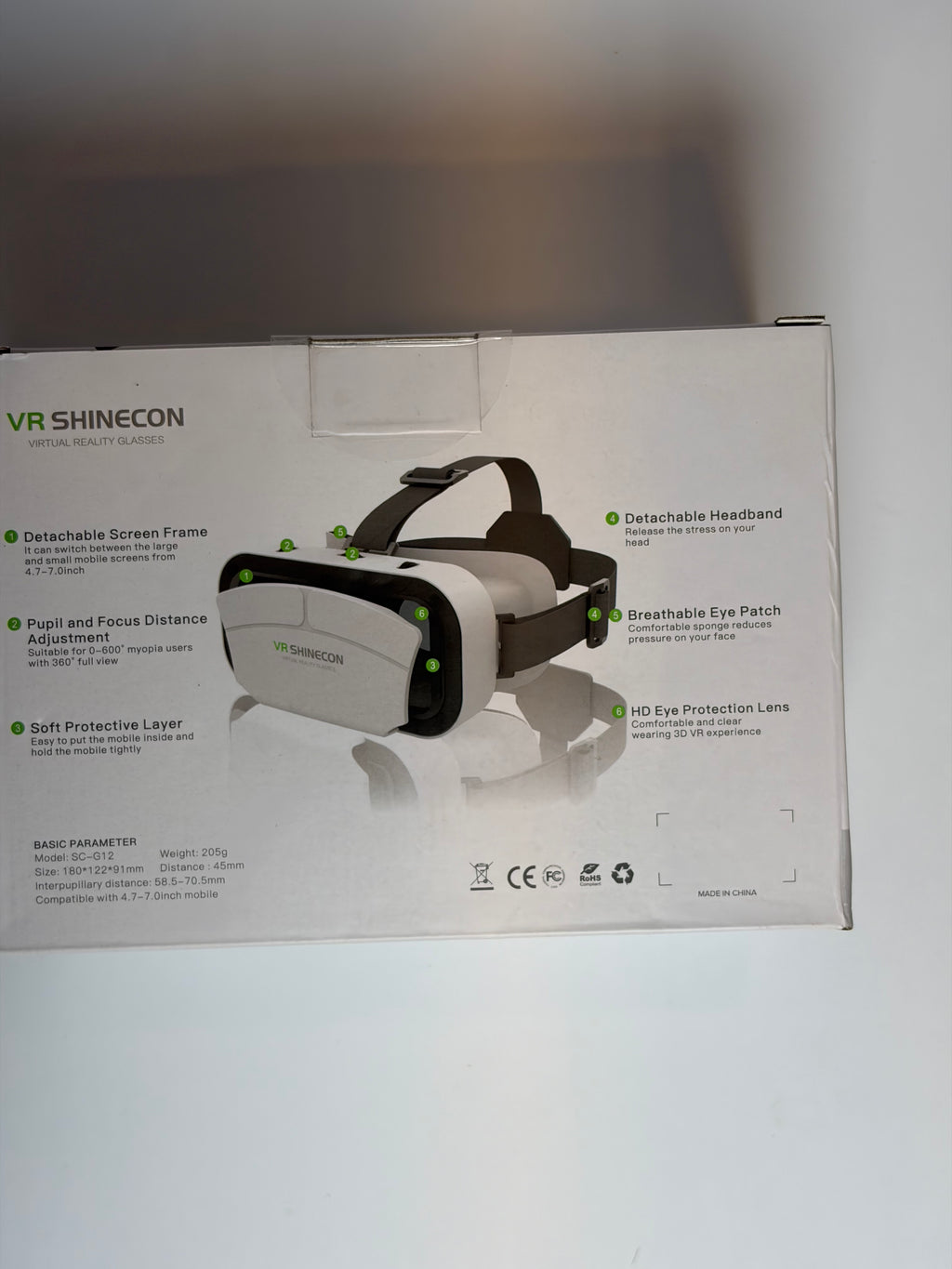 VR Shinecon SC-G12 Virtual Reality Glasses VR Headset Smartphone Compatible New Boxed