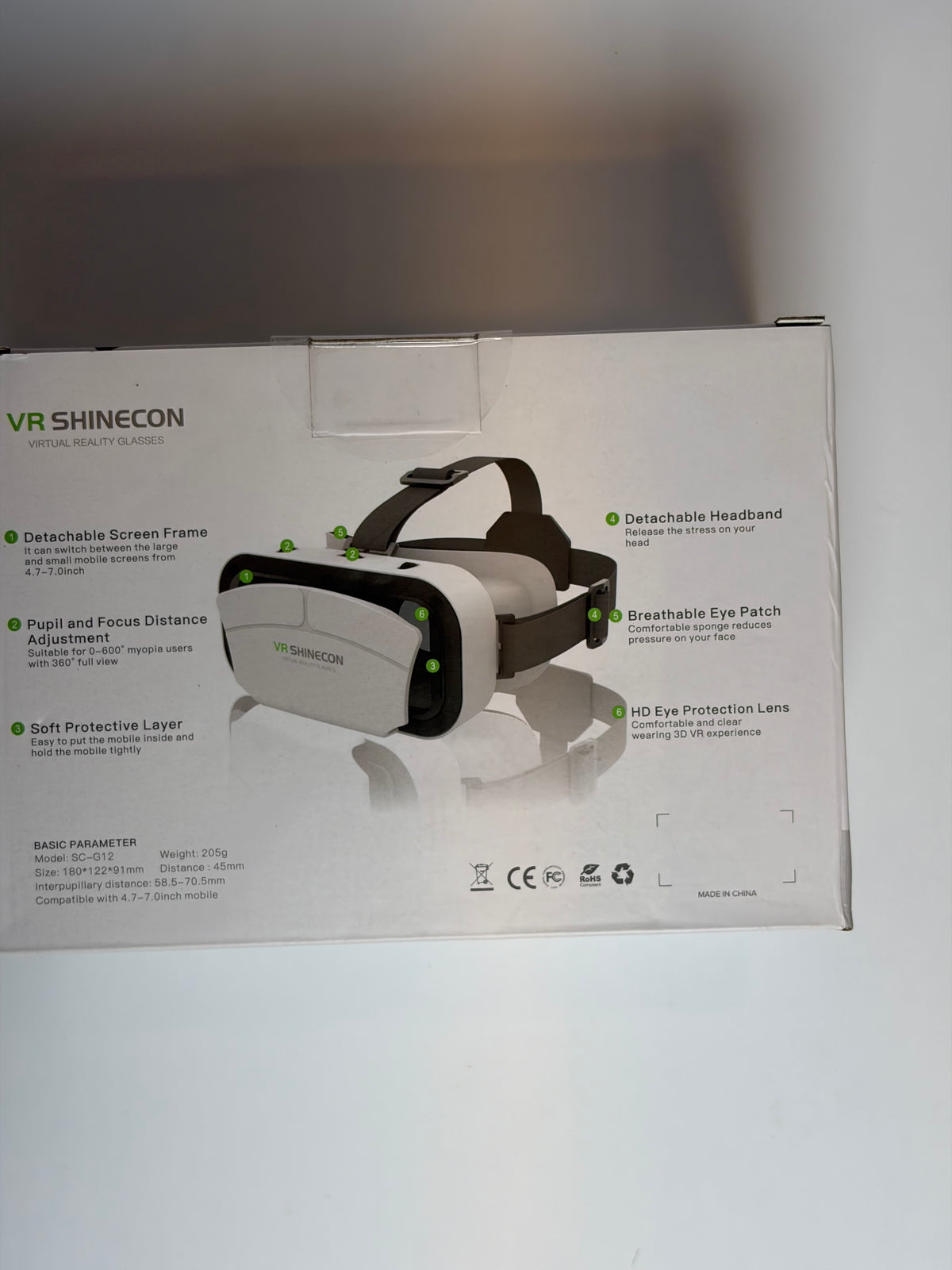 VR Shinecon SC-G12 Virtual Reality Glasses VR Headset Smartphone Compatible New Boxed